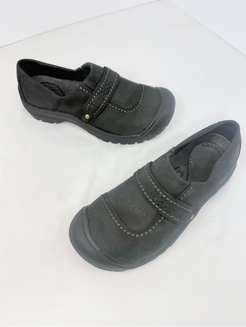 Keen KACI Black Full Grain Leather Slip On Clog Shoes - Picture 5 of 16